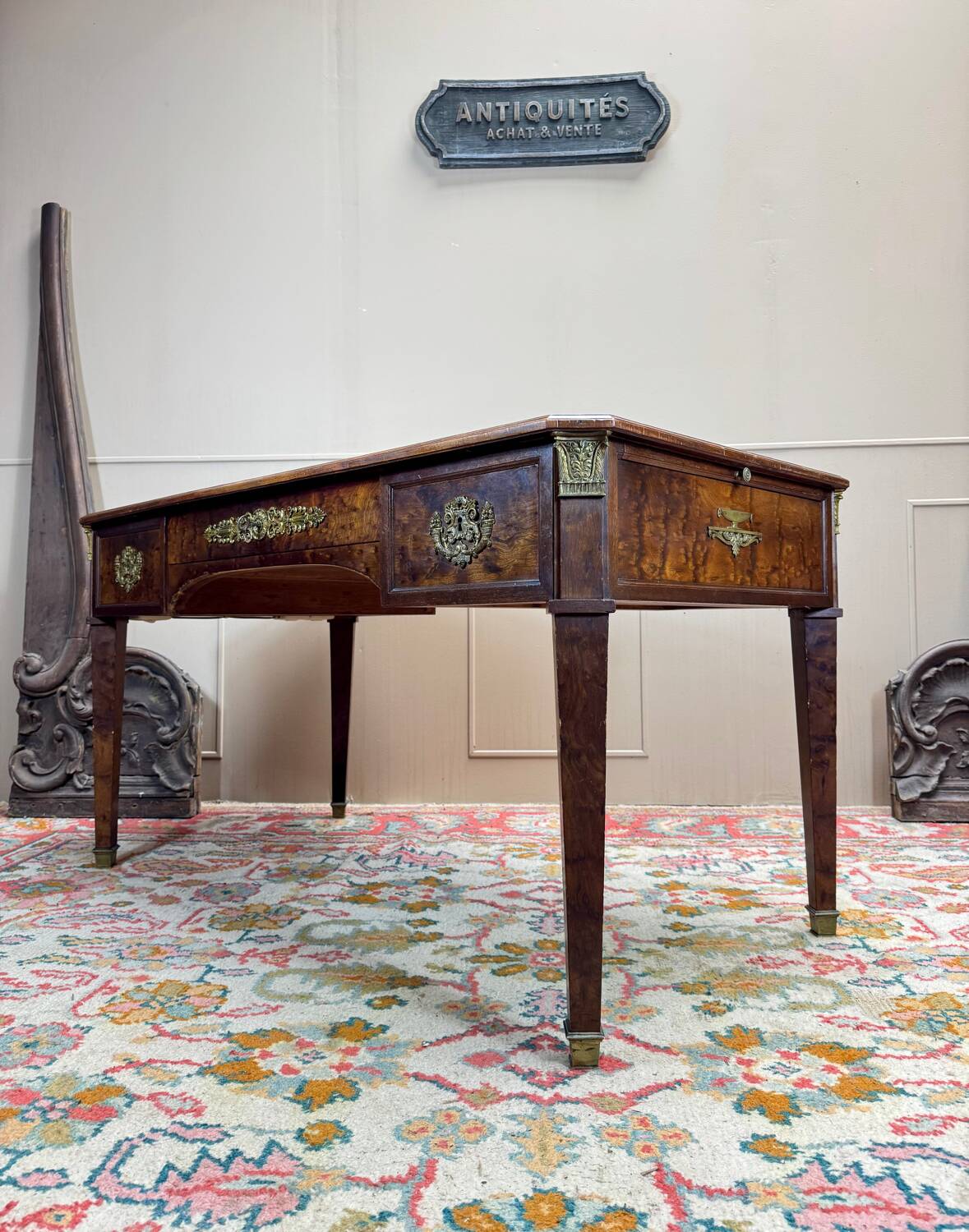 Bureau Plat Double Faces En Acajou De Style Louis XVI XIX Eme Siècle