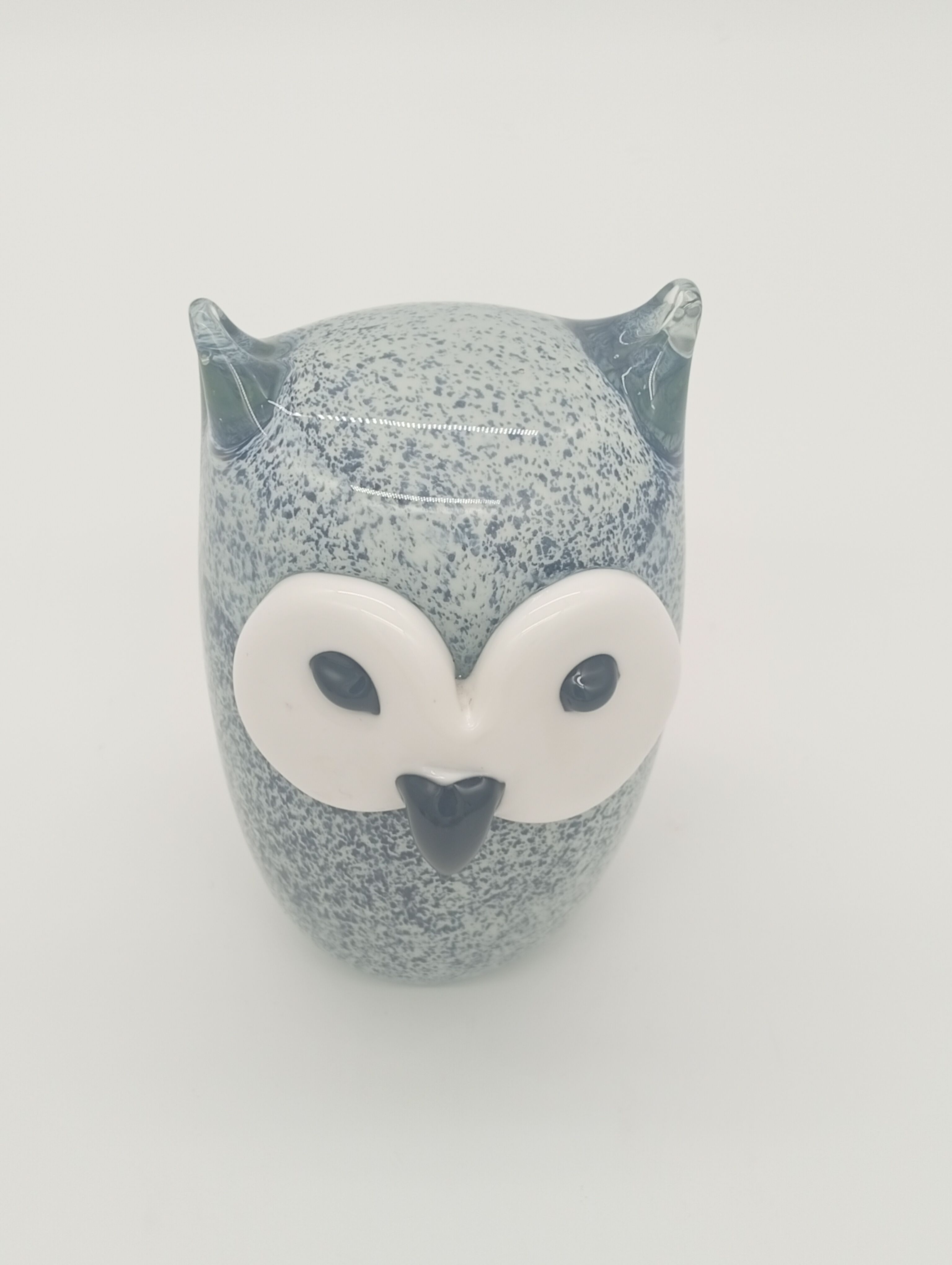Vintage Scandinavian Glass Owl Statuette Denmark Sulphur 70s 80s