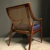 Peter hvidt & orla molgaard nielsen model 147 teak & rattan chair for france & son