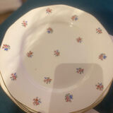 Dessert plate and porcelain dish with a multicoloured floral pattern vintage.