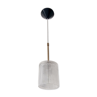 Mid century scandinavian brass & glass ceiling lamp or pendant by carl fagerlund for orrefors, 1960s