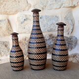 Wicker and leather bottle