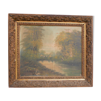 Tableau ancien, peinture sur toile