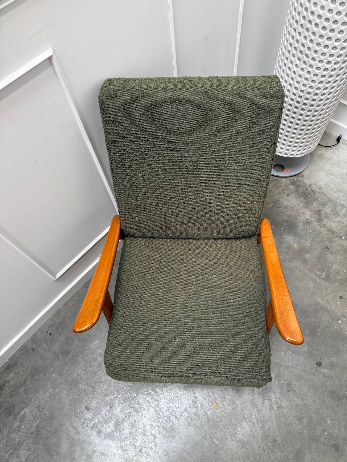 Scandinavian khaki armchair