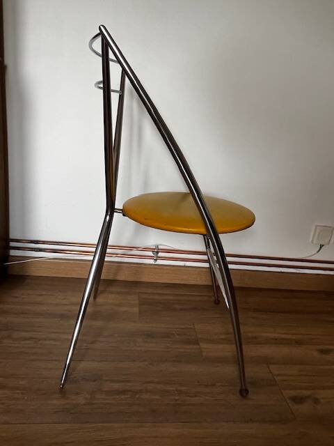 Yamakado chair, chrome and yellow skai