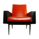 Fauteuil skaï pieds rotule laiton