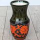 Sgraffito Scraffito enameled ceramic vase in green and orange colors - Year 1950