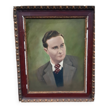 Portrait ancien huile sur panneau