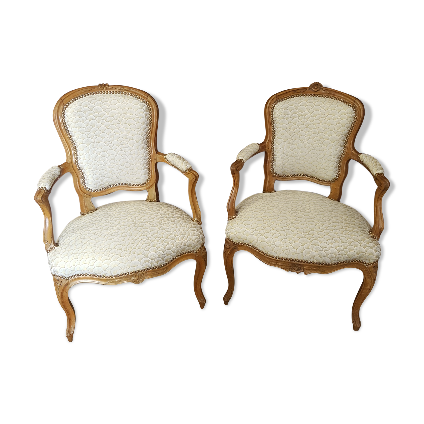 Pair of Louis XV-era convertible armchairs
