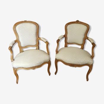 Pair of Louis XV-era convertible armchairs