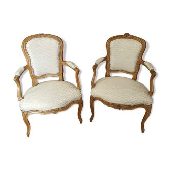 Pair of Louis XV-era convertible armchairs