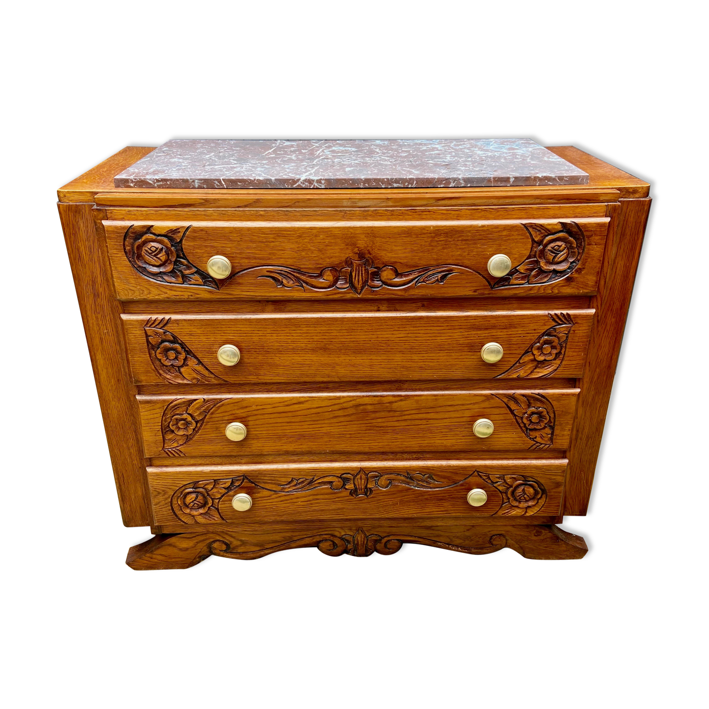 Art Deco chest of drawers in solid oak