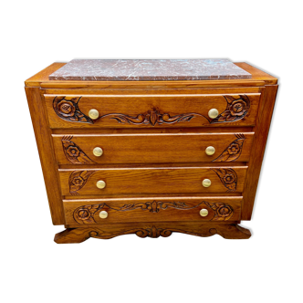 Art Deco chest of drawers in solid oak
