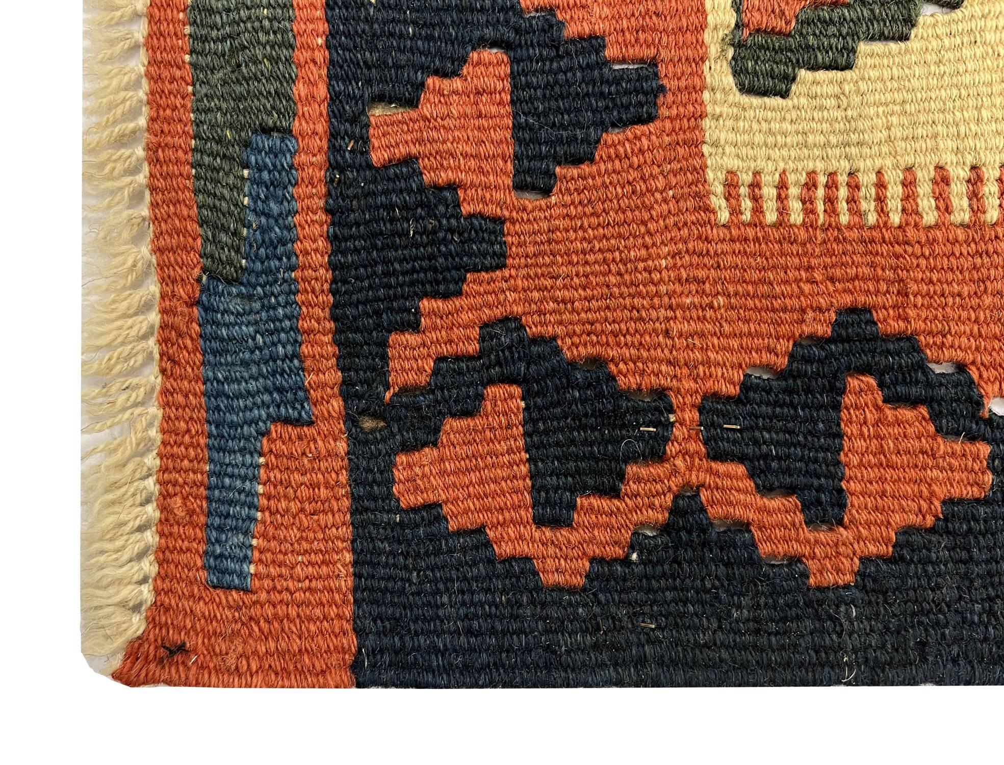 Tapis Kilim fait main pour chambre à coucher, en laine tissée à plat, motif géométrique rouille, 293 × 210 cm