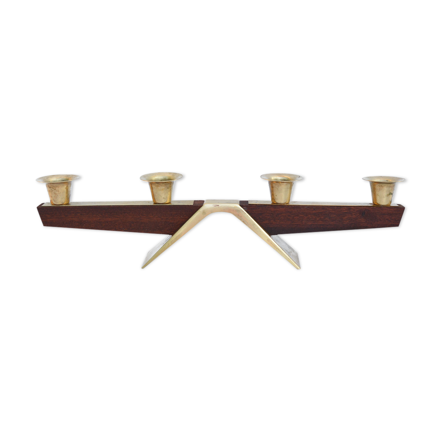 Teak two-arm candlestick, Denmark, 1970s