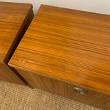 Pair of modernist bedside tables 1960 in teak by MDK Belgium
