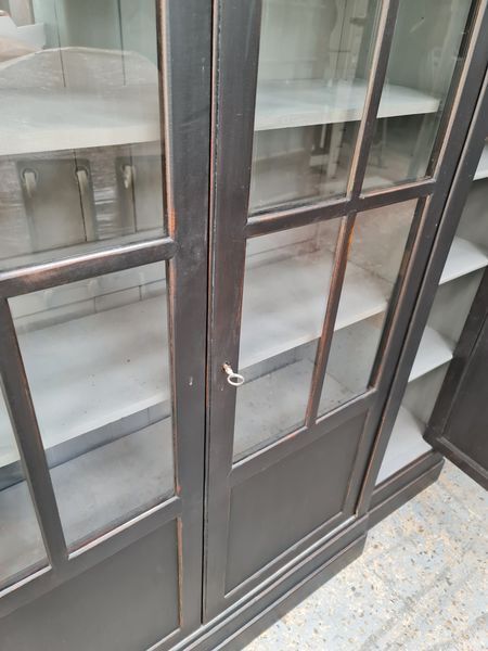 Furniture library industrial office four doors oak black patina