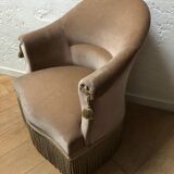 Beige velvet toad chair