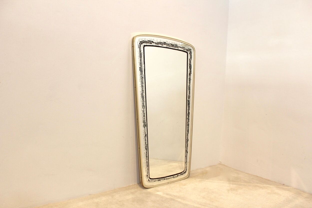 Mid-century brass framed mirror France 75x38cm
