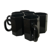 Tasses nid d’abeille en opaline noire