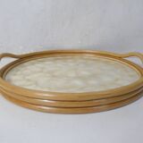 round rattan and mother-of-pearl tray