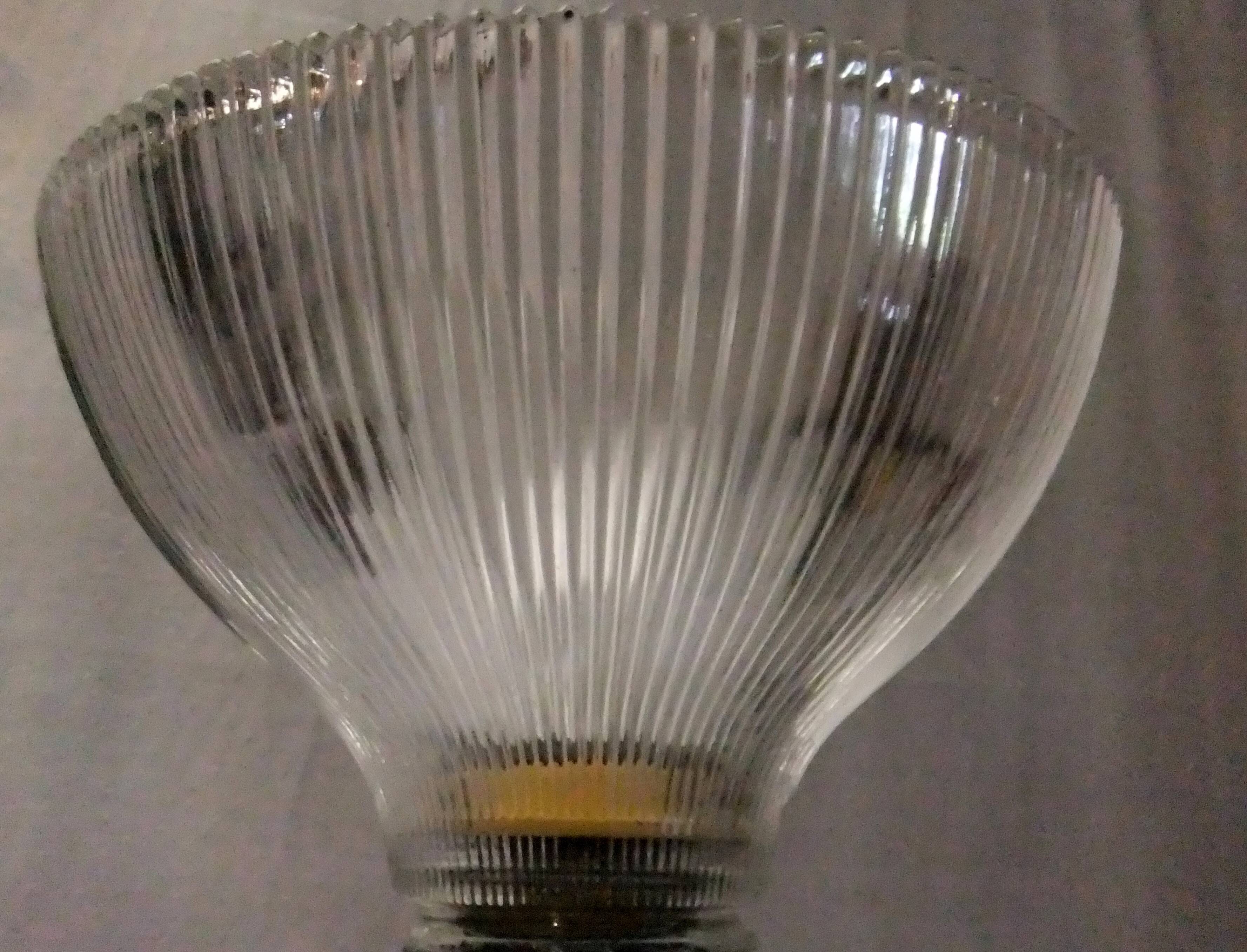 Large vintage column lamp from the 50s, molded glass floor lamp