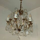 Cage chandelier with 6 light arms and crystal dagger, late 19th century