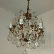 Cage chandelier with 6 light arms and crystal dagger, late 19th century