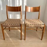Pair of Scandinavian teak and rope chairs