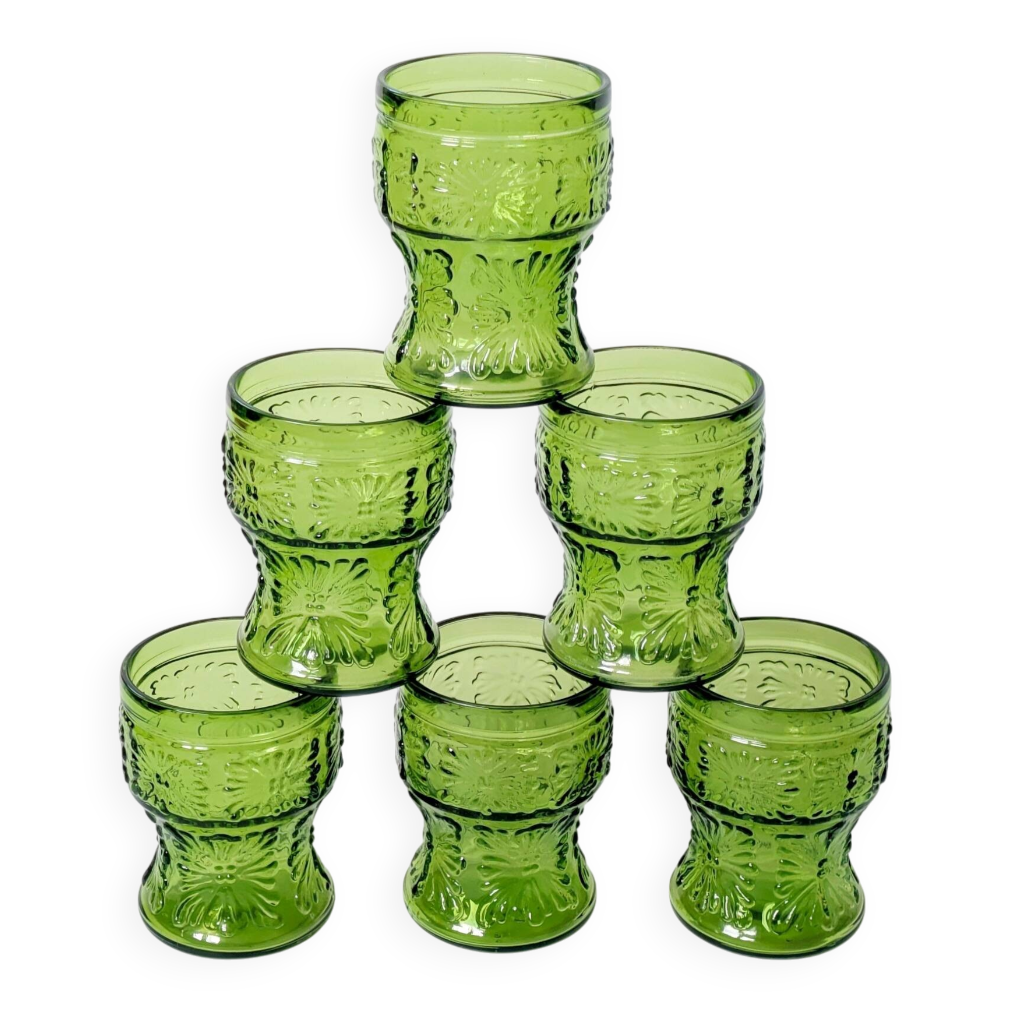 Set of 6 Bormioli tempered glass tumblers, Italy, 1970s