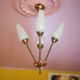 Vintage 4-light pendant light, articulated arm suspension, ceiling lamp, interior decor