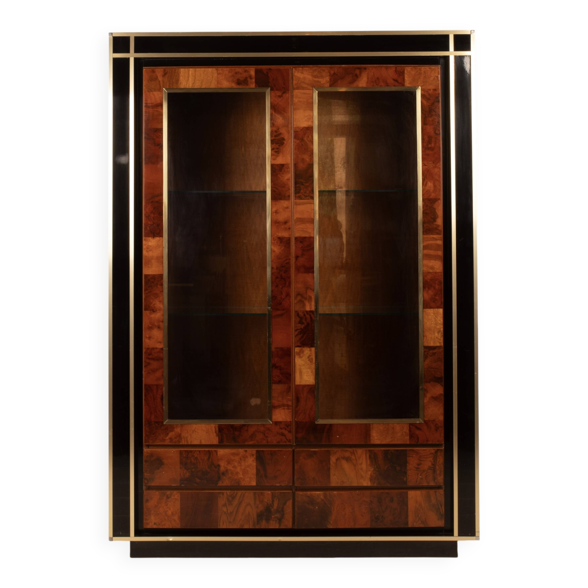 Vitrine en bois de séquoia par Willy Rizzo pour Mario Sabot