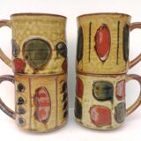Vintage enameled ceramic mugs - Set of 4