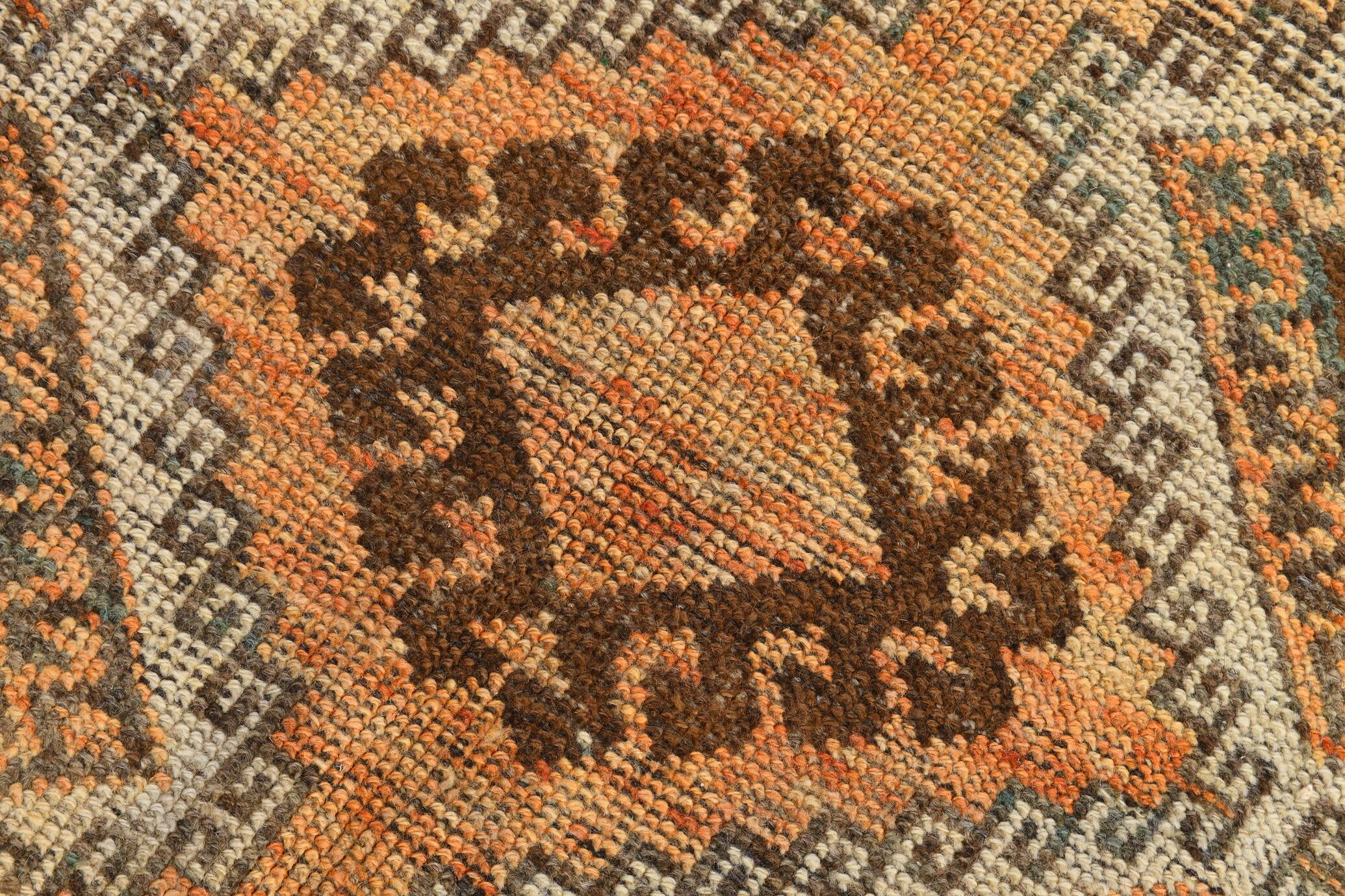 5x11 orange and brown vintage tapis rug, 352x162cm