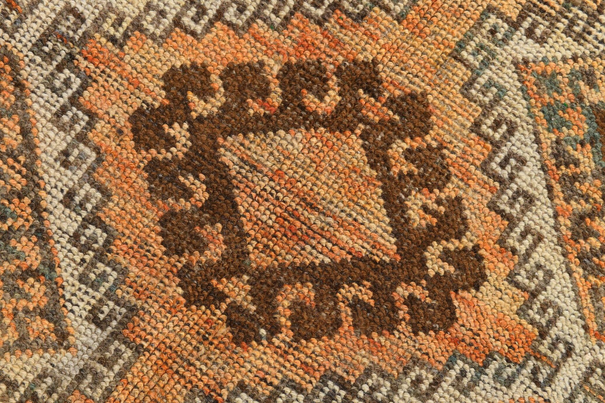 5x11 orange and brown vintage tapis rug, 352x162cm