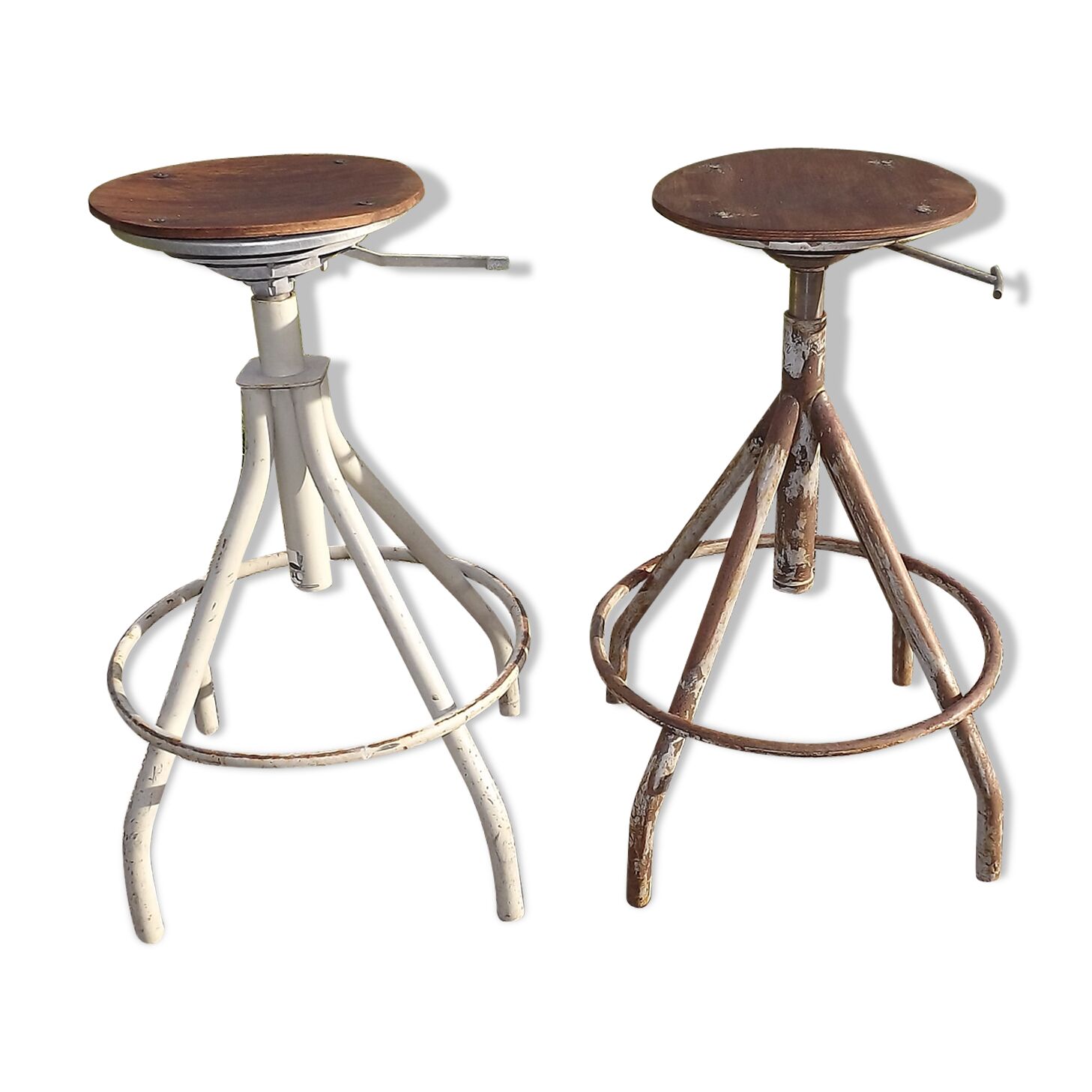 Tabourets industriels fer et bois