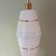 Mid century art deco pendant light fixture, gold striped glass, azure blue