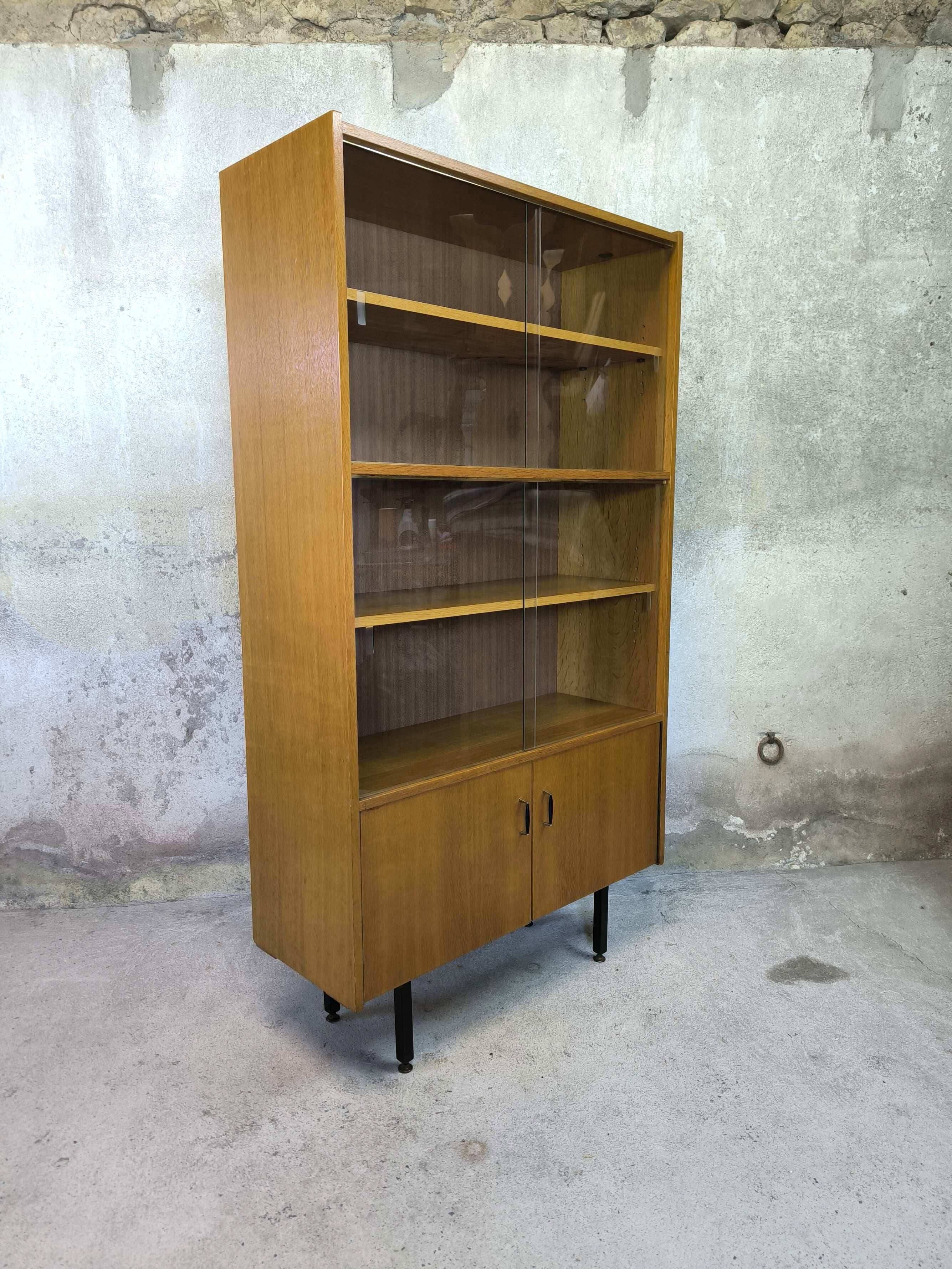 Vintage modernist display cabinet in wood