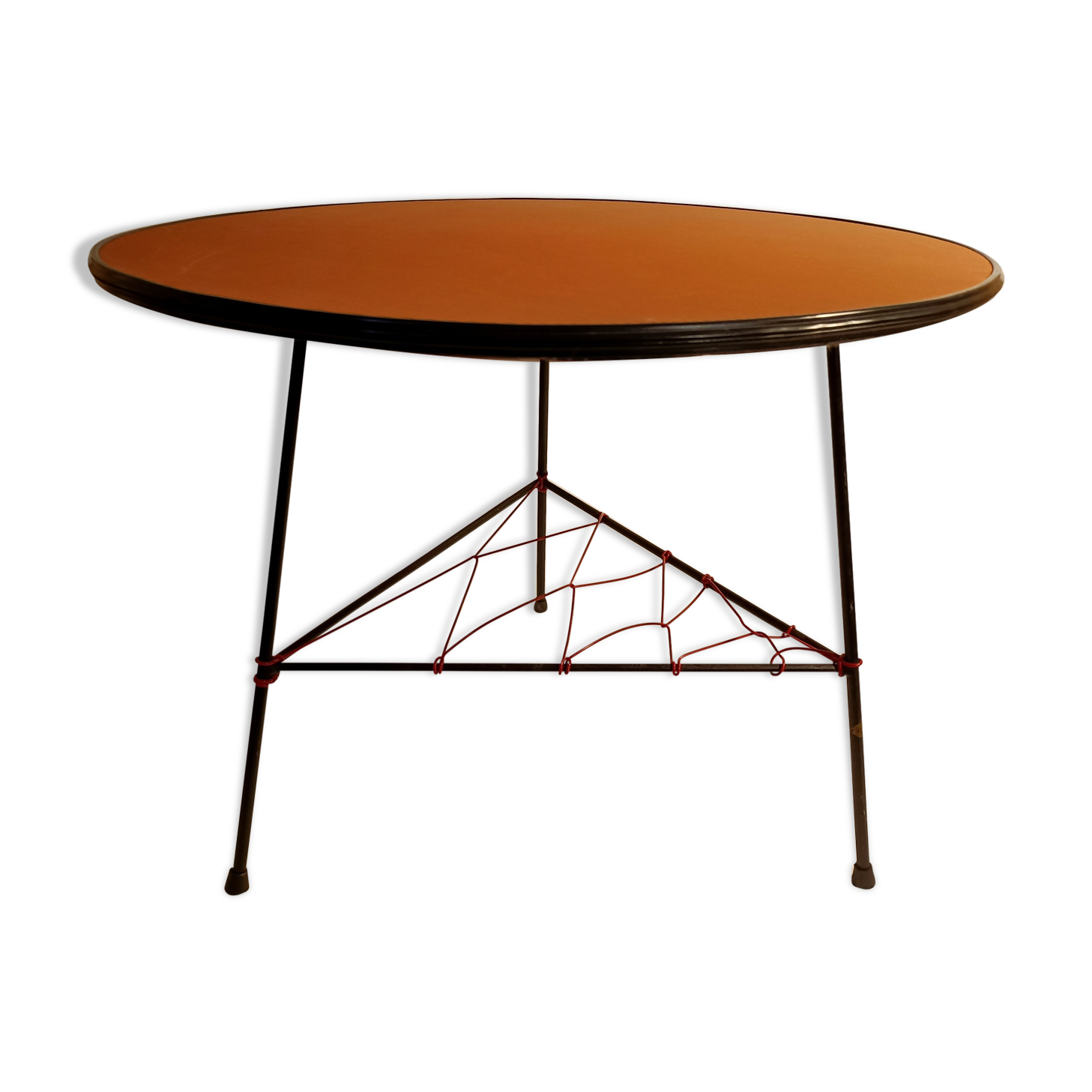 Vintage scoubidou tripod pedestal table 1950