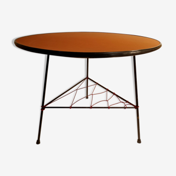 Vintage scoubidou tripod pedestal table 1950