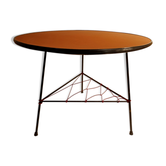 Vintage scoubidou tripod pedestal table 1950