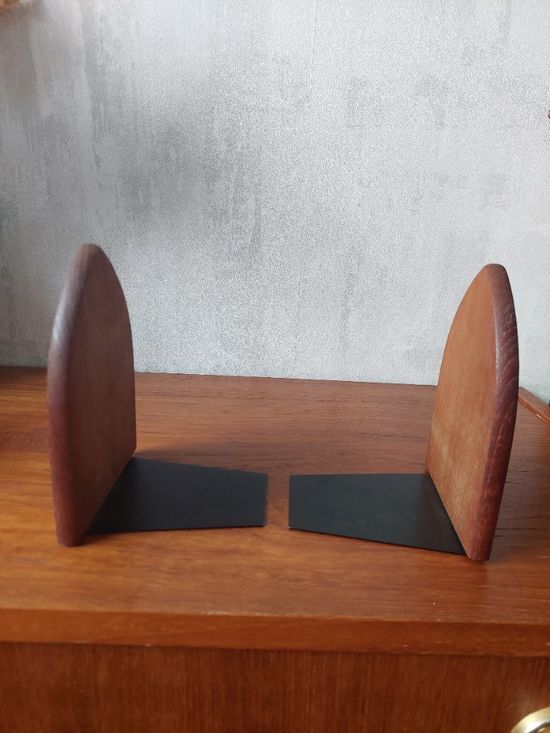 Set of 2 Danish teak bookends