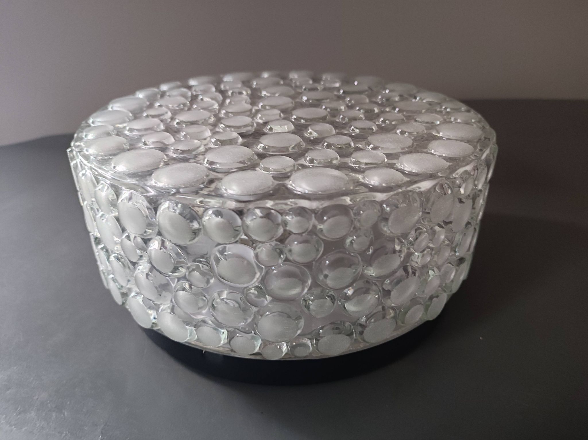 Ceiling lamp wall lamp globe glass molded metal base space age vintage