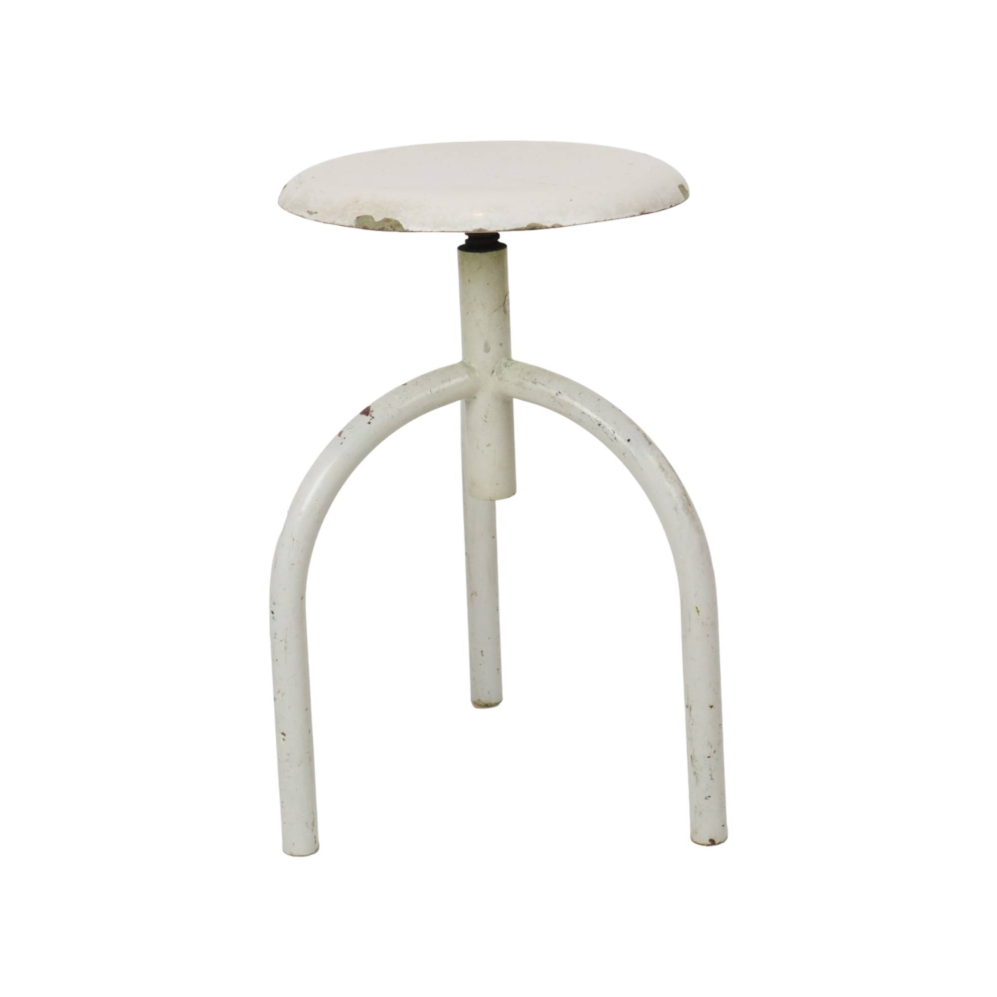 Industrial Antique Metal Doctor's Stool Lab Stool Early 20th Century