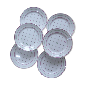 6 Louviers model dessert plates from the French manufacturer of Luneville