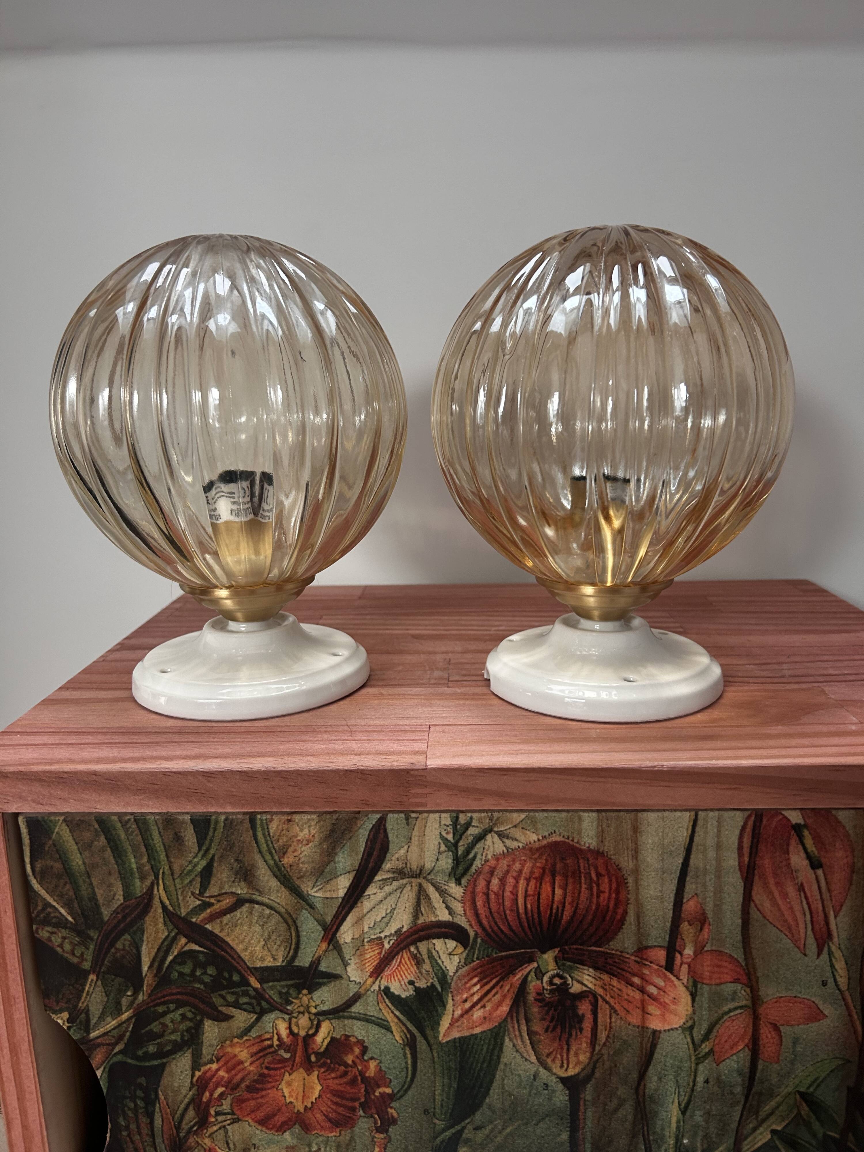 Pair of vintage globe wall lights