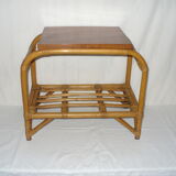 Rattan top bedside table from the 1950s