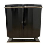 French Art Deco Bar Sideboard in Black Lacquer and Chrome, 1930