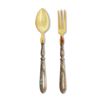 Large fork and horn spoon