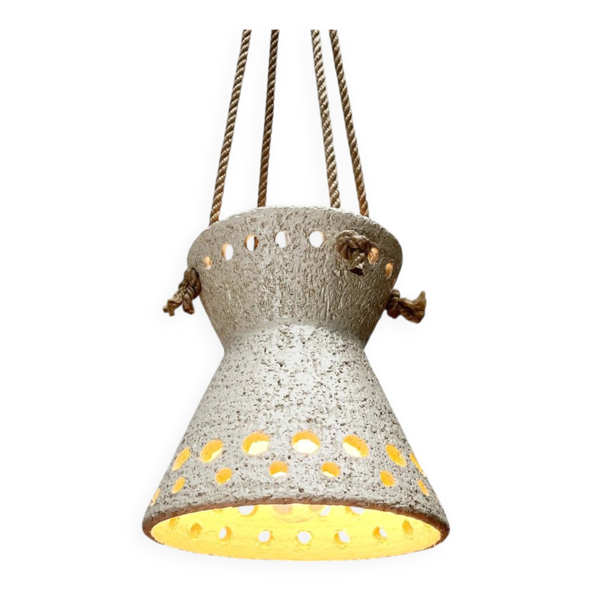 White ceramic pendant lamp in mid-century modern Danish style, 1960s.
